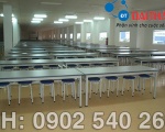 Bàn inox cho nhà ăn, bàn ăn inox 304, bàn ăn inox tròn